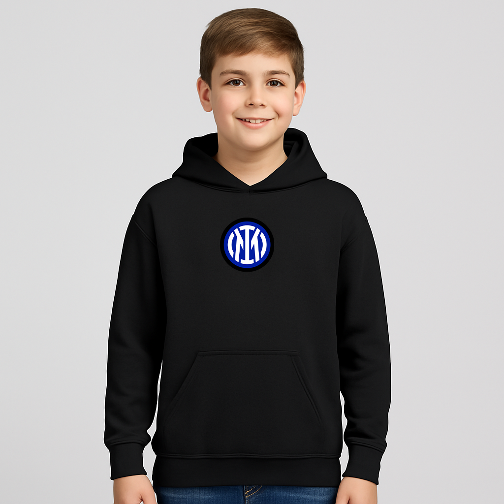 Youth Inter Milan 2025 Soccer Logo Pullover Hoodie
