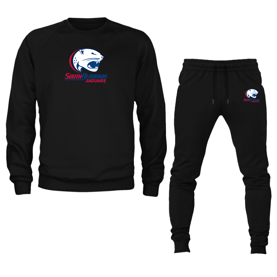 Men's South Alabama Jaguars Logo Crewneck Sweatshirt Joggers Suit