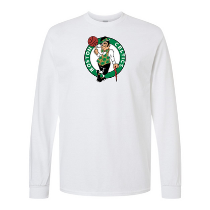 Men's Boston Celtics Logo Gildan Heavy Cotton Long Sleeve T-Shirt