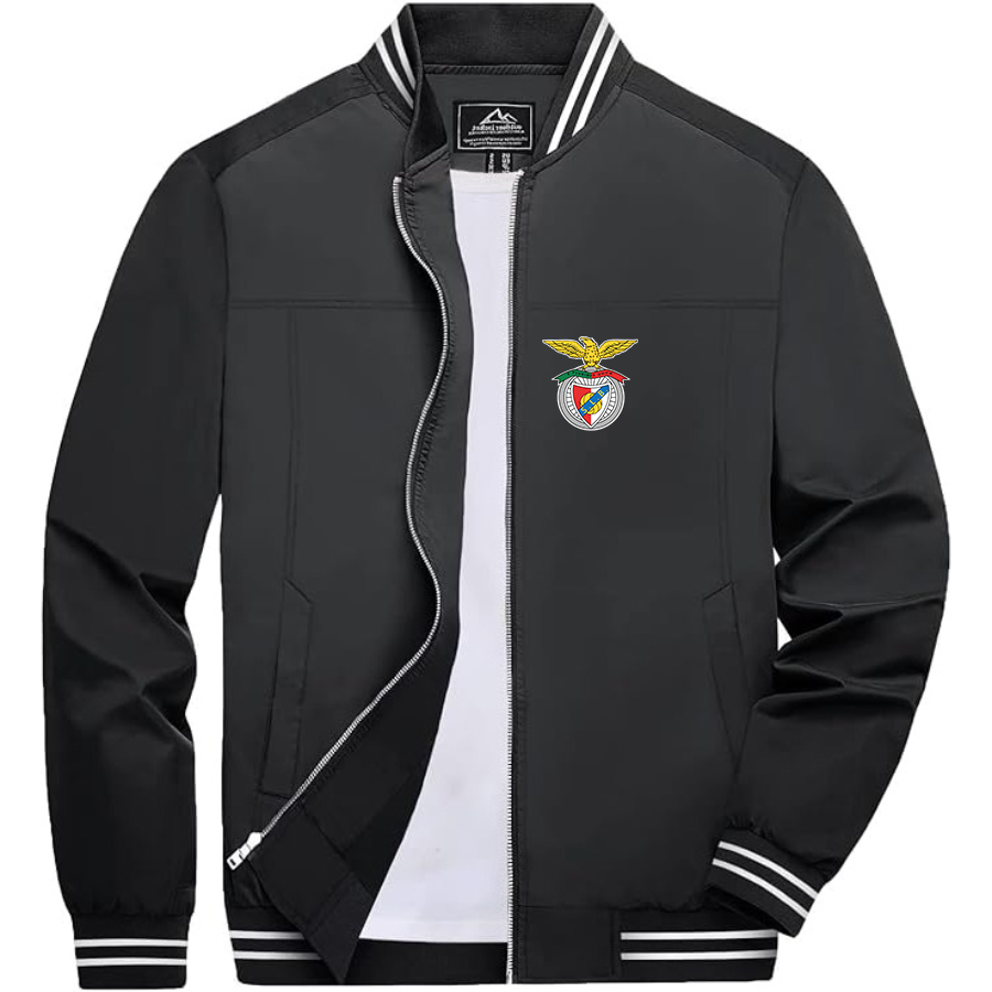 Men’s SL Benfica FC Lightweight Zip-Up Bomber Jacket with Ribbed Collar and Cuffs - Versatile Casual Outerwear