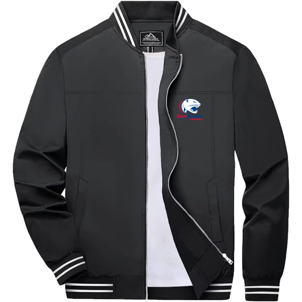 Men's South Alabama Jaguars Logo Lightweight Zip-Up Ribbed Collar and Cuffs Bomber Jacket