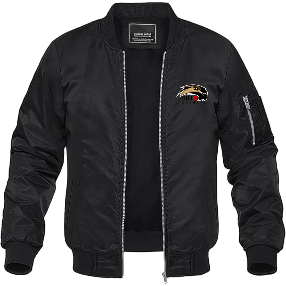 Men's SIU Edwardsville Cougars Logo Lightweight Bomber Jacket Windbreaker Softshell Varsity Jacket Coat