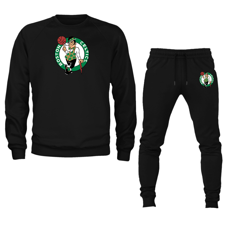 Men's Boston Celtics Logo Crewneck Sweatshirt Joggers Suit