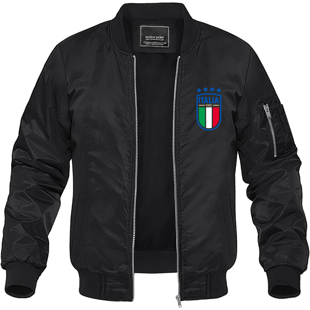 Men's Italy National Soccer Lightweight Bomber Jacket Windbreaker Softshell Varsity Jacket Coat