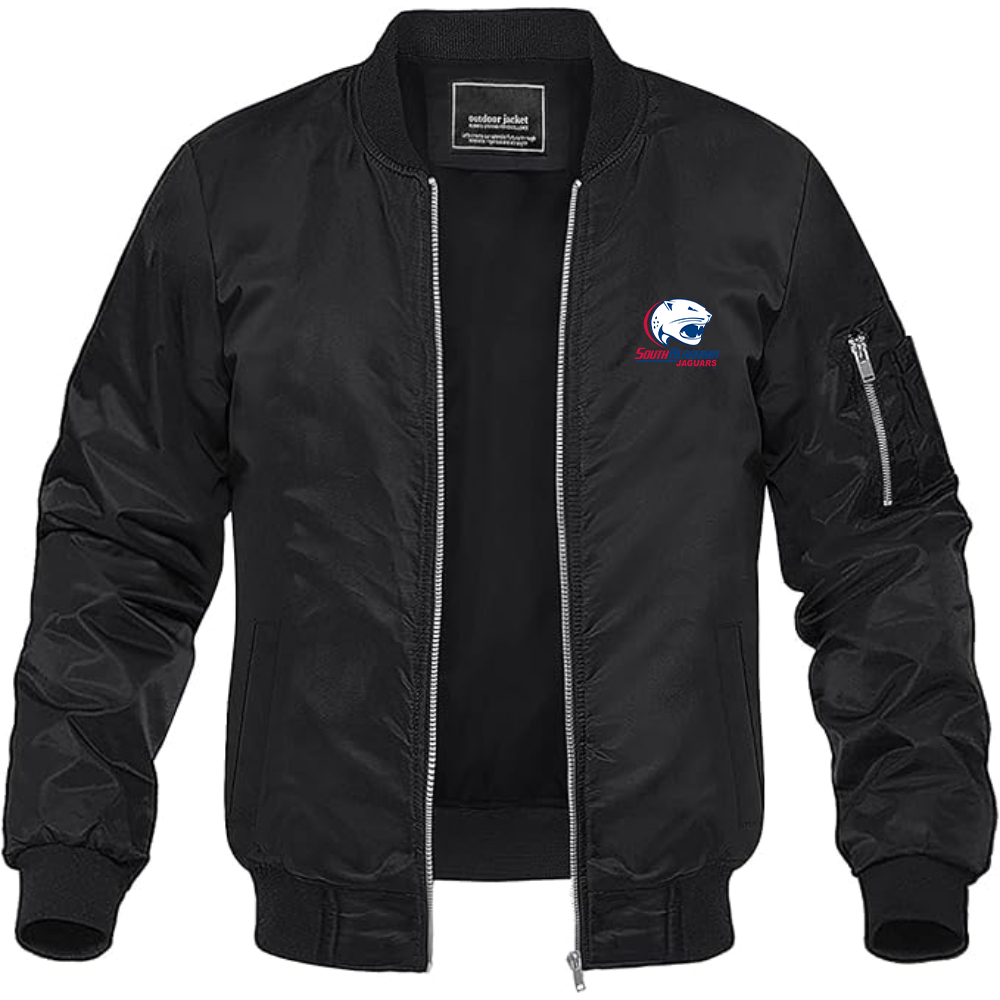 Men's South Alabama Jaguars Logo Lightweight Bomber Jacket Windbreaker Softshell Varsity Jacket Coat
