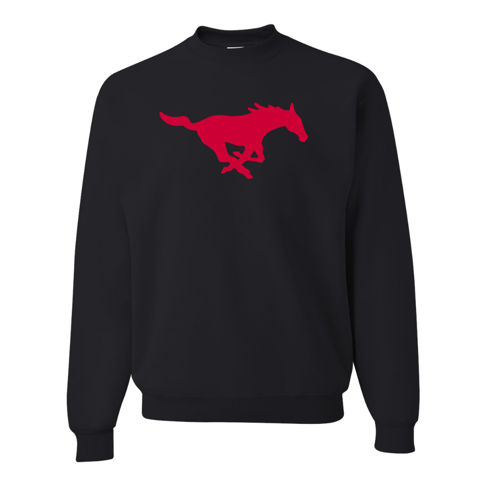 Men's SMU Mustangs Logo  JERZEES NuBlend Crewneck Sweatshirt