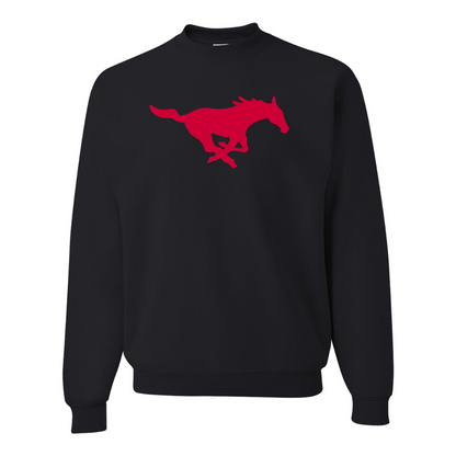 Men's SMU Mustangs Logo  JERZEES NuBlend Crewneck Sweatshirt