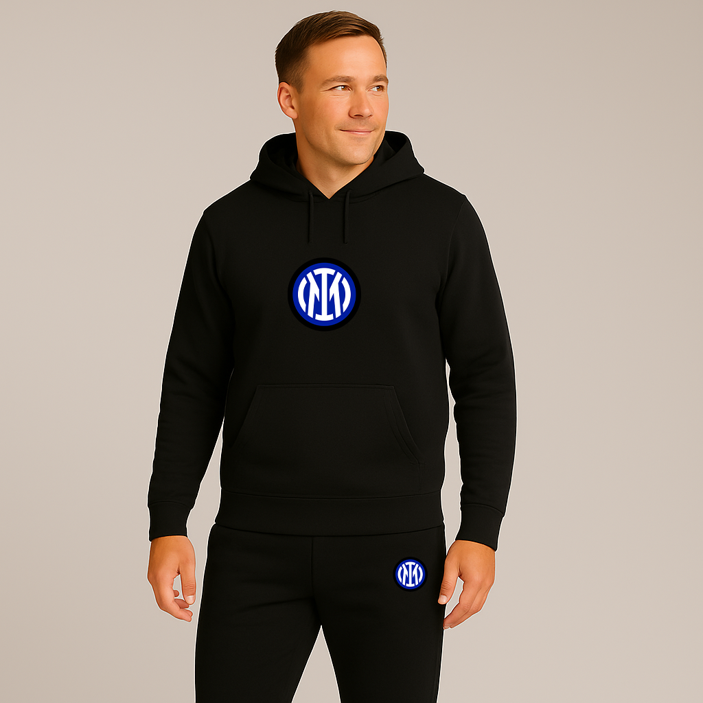 Men's Inter Milan 2025 Soccer Logo Hoodie Joggers Set