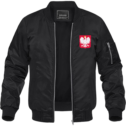 Men's Poland National Soccer Team Lightweight Bomber Jacket Windbreaker Softshell Varsity Jacket Coat