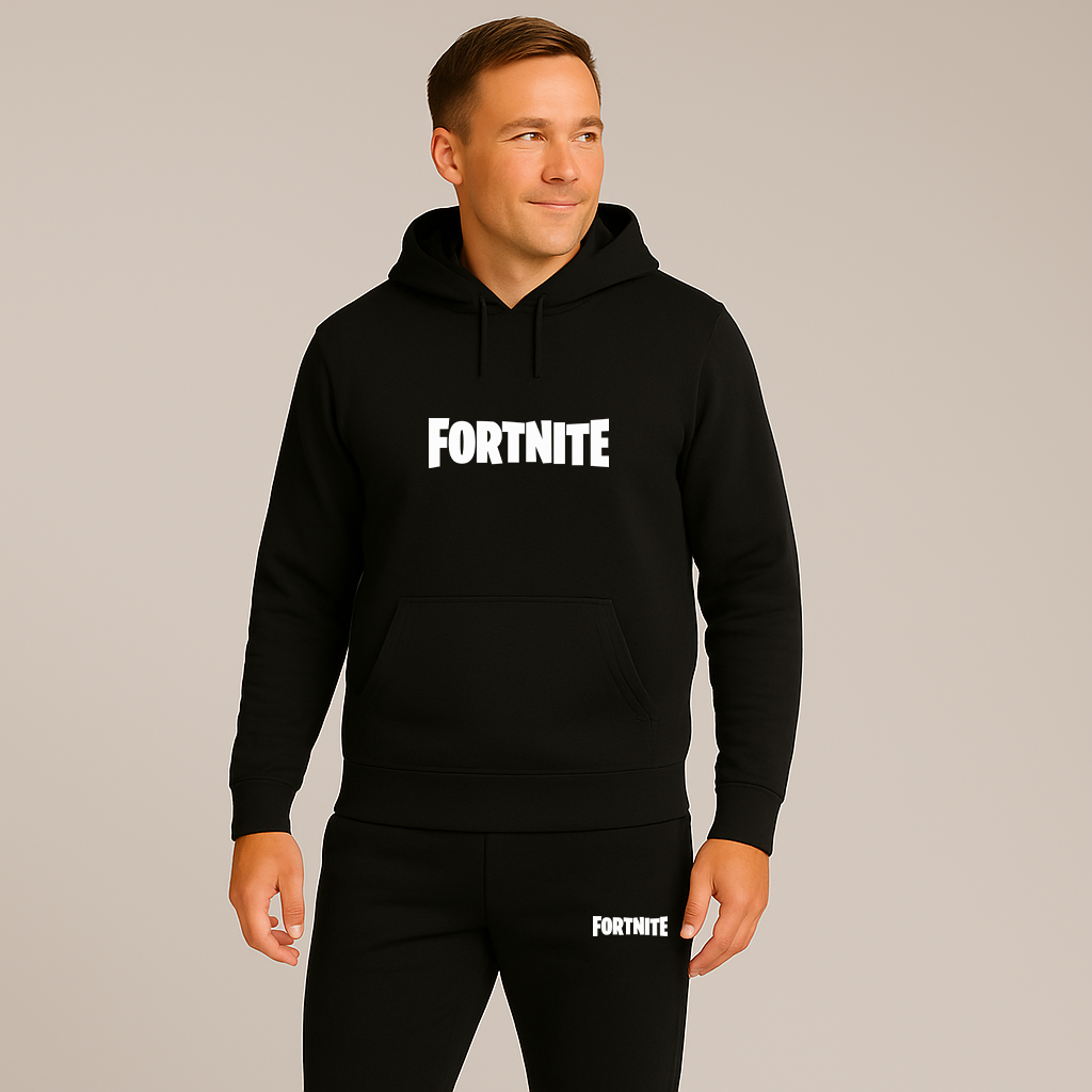 Men's Fortnite Battle Royale Game Logo Hoodie Joggers Set