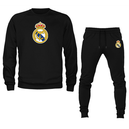 Men’s Real Madrid Soccer Logo Crewneck Sweatshirt Joggers Suit