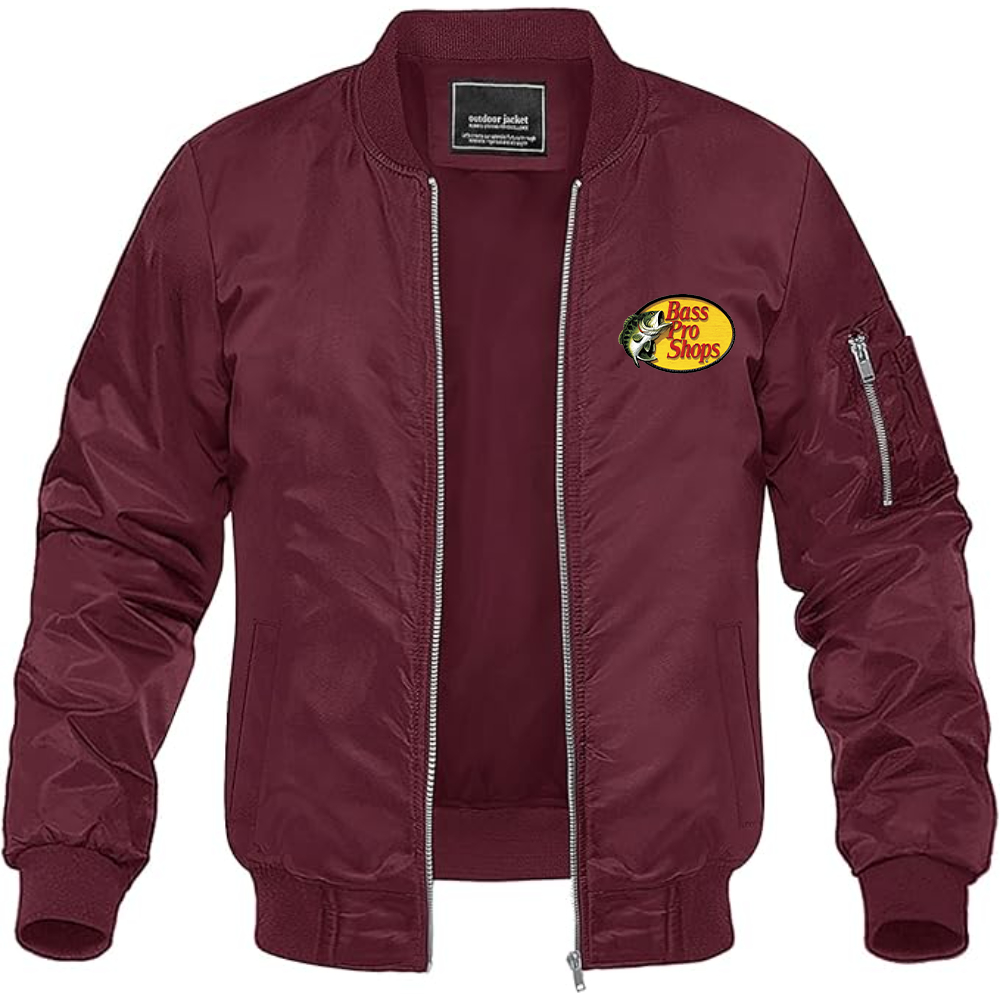 Men's Bass Pro Shops Logo Lightweight Bomber Jacket Windbreaker Softshell Varsity Jacket Coat
