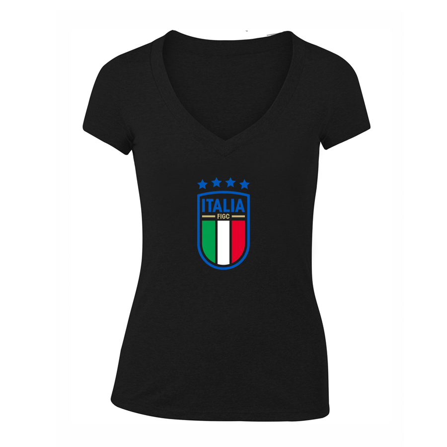 Women's Italy National Soccer V-Neck T-Shirt