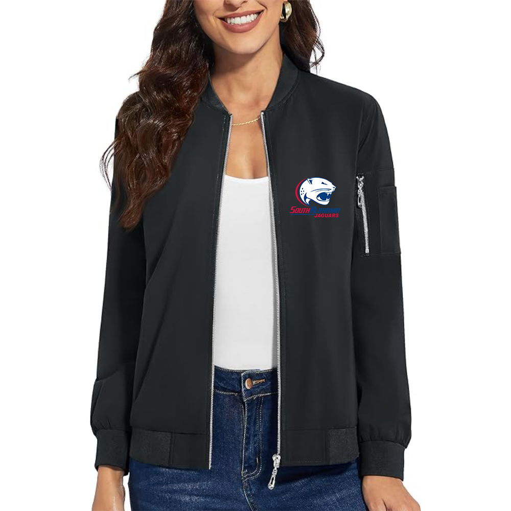 Women's South Alabama Jaguars Logo  Premium Bomber Jacket with Polished Detailing and Functional Sleeve Pocket Modern Luxury Outerwear