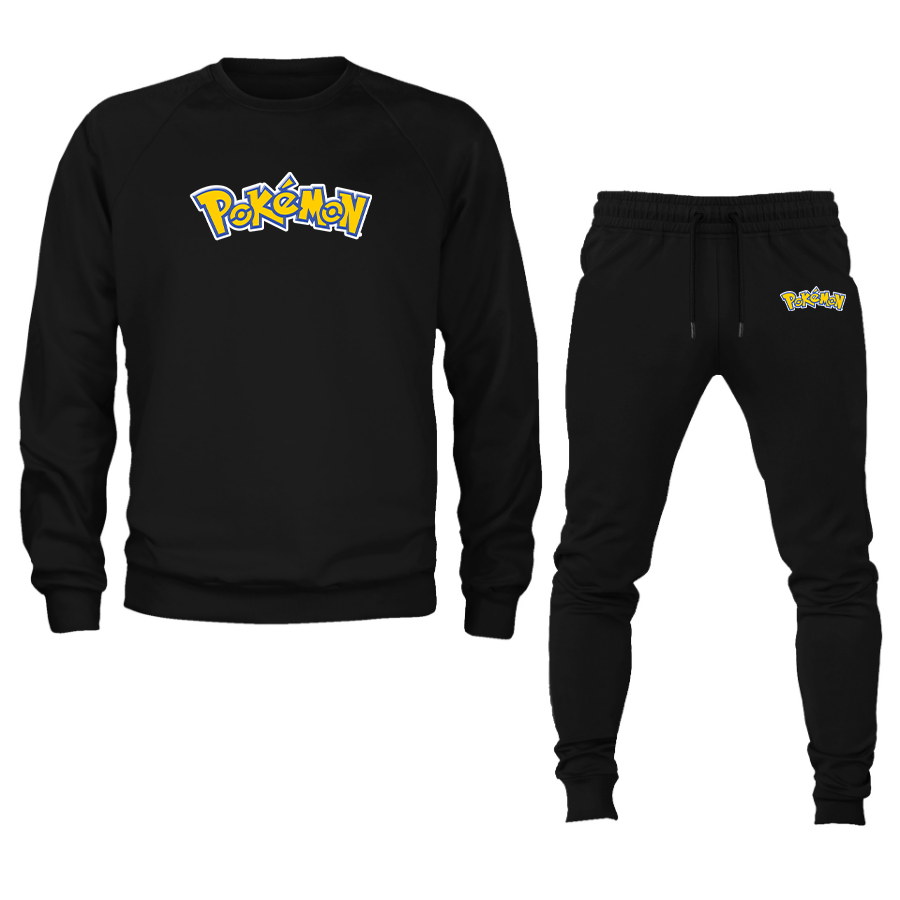 Men's Pokemon Cartoon Crewneck Sweatshirt Joggers Suit