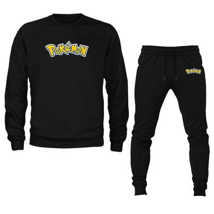 Men's Pokemon Cartoon Crewneck Sweatshirt Joggers Suit