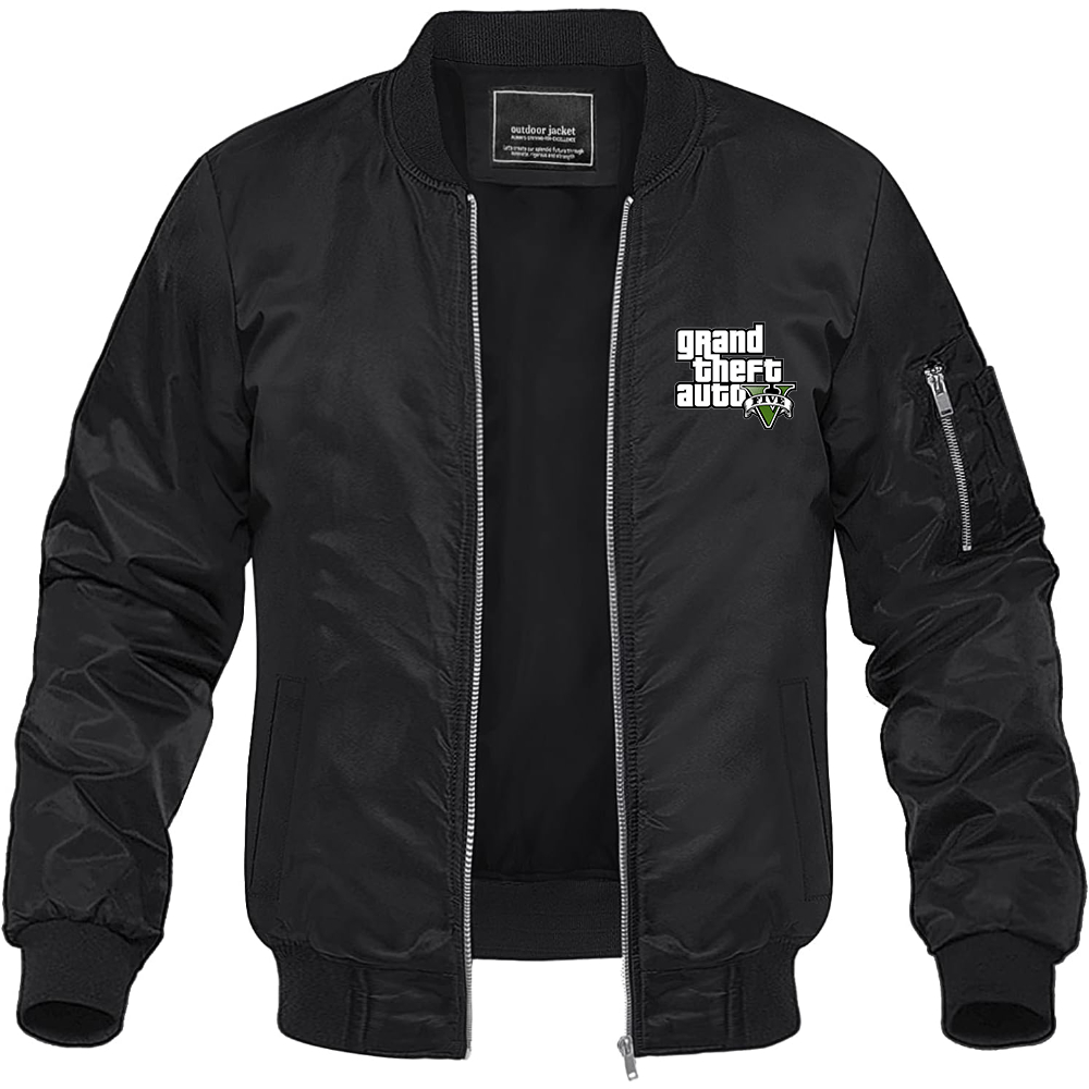 Men's GTA 5 Grand Theft Auto V Lightweight Bomber Jacket Windbreaker Softshell Varsity Jacket Coat Game