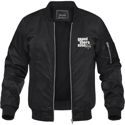 Men's GTA 5 Grand Theft Auto V Lightweight Bomber Jacket Windbreaker Softshell Varsity Jacket Coat Game