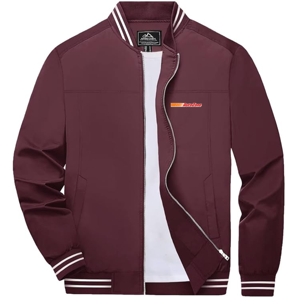 Men's AutoZone Logo Lightweight Zip-Up Ribbed Collar and Cuffs Bomber Jacket