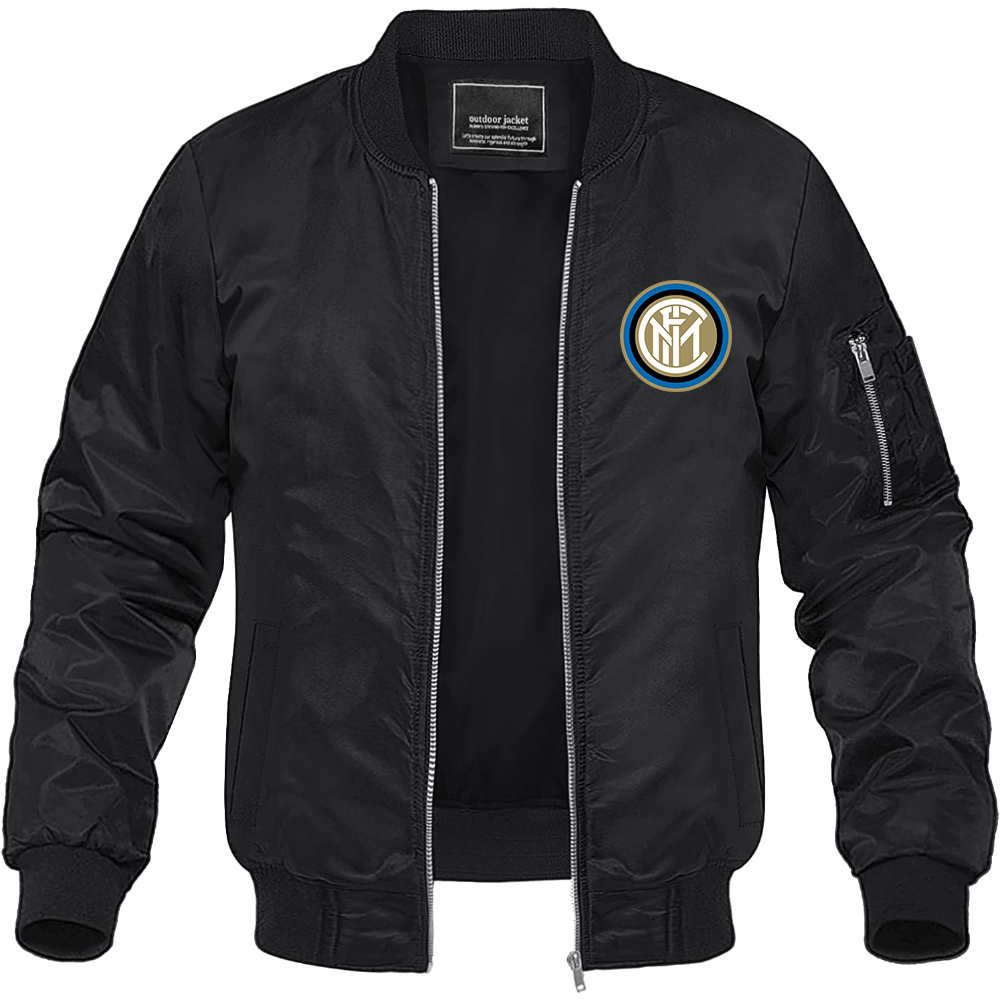 Men's Inter Milan Soccer Lightweight Bomber Jacket Windbreaker Softshell Varsity Jacket Coat