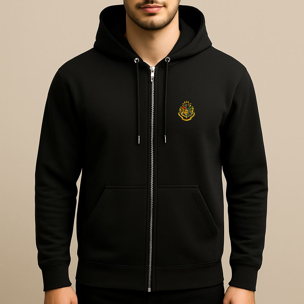 Men's Hogwarts Emblem Harry Potter Movie Zipper Hoodie