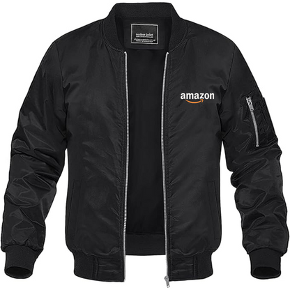 Men's Amazon Logo Lightweight Bomber Jacket Windbreaker Softshell Varsity Jacket Coat