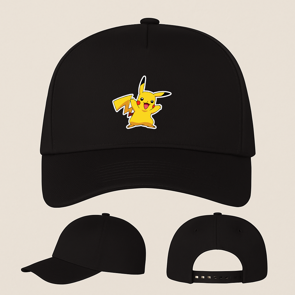 Pikachu Cartoon Five Panel Twill Snapback Cap