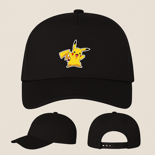 Pikachu Cartoon Five Panel Twill Snapback Cap