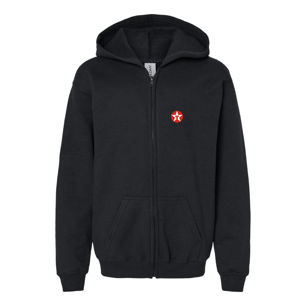 Gildan Heavy Blend Youth Texaco Logo Full Zip Hooded Sweatshirt