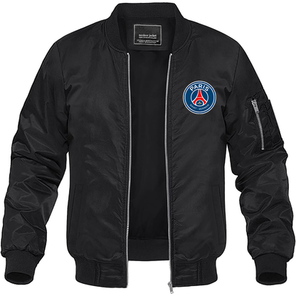 Men’s Paris Saint-Germain Soccer Lightweight Bomber Jacket Windbreaker Softshell Varsity Jacket Coat