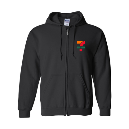 Men's 7 Eleven Logo Gildan  Heavy Blend Full Zip Hooded Sweatshirt