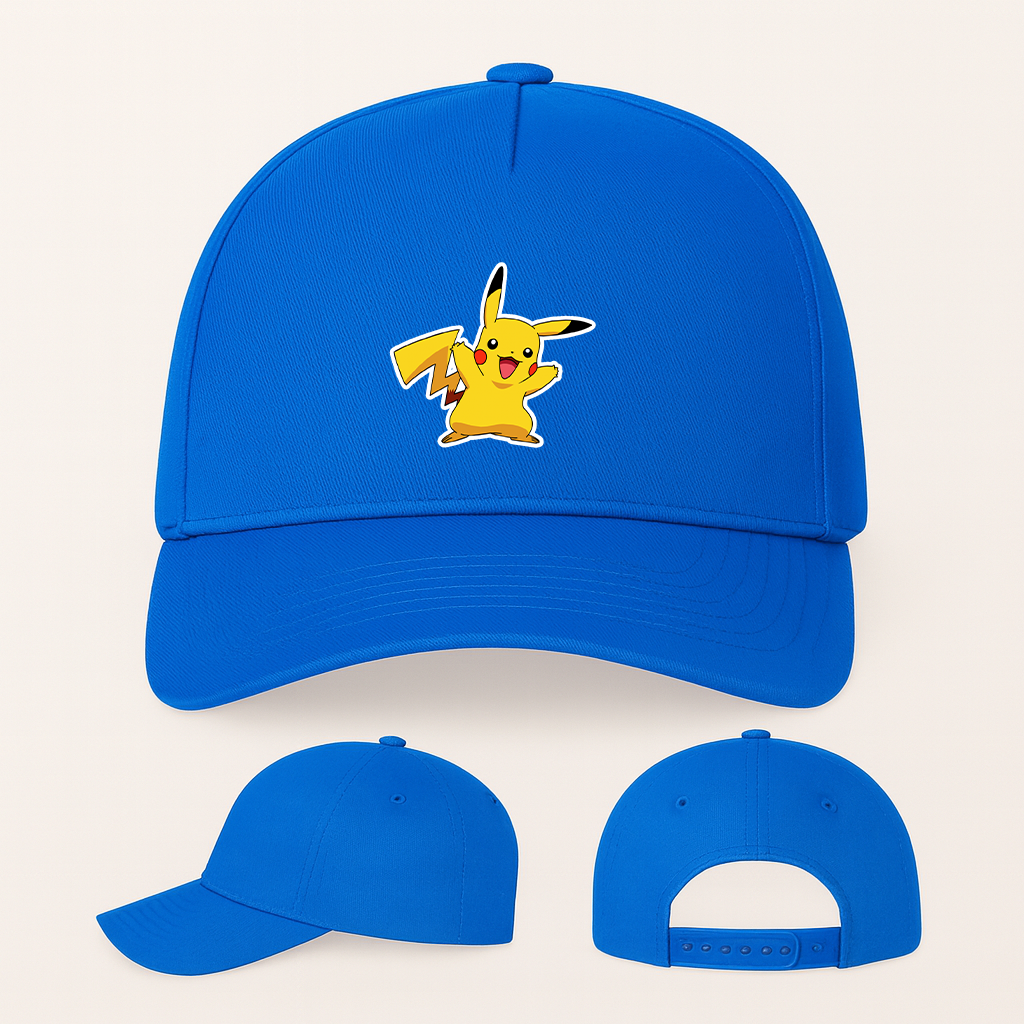 Pikachu Cartoon Five Panel Twill Snapback Cap