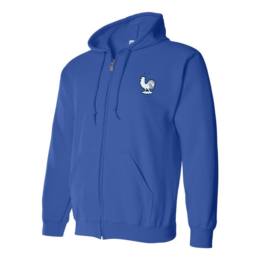 Men's France National Soccer Team Zipper Hoodie