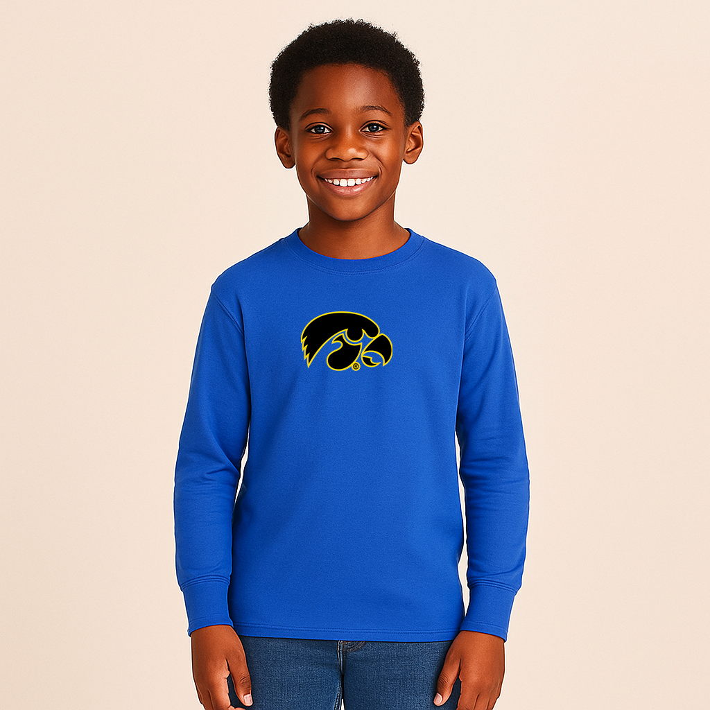 Youth Iowa Hawkeyes Logo Cotton Long Sleeve T-Shirt