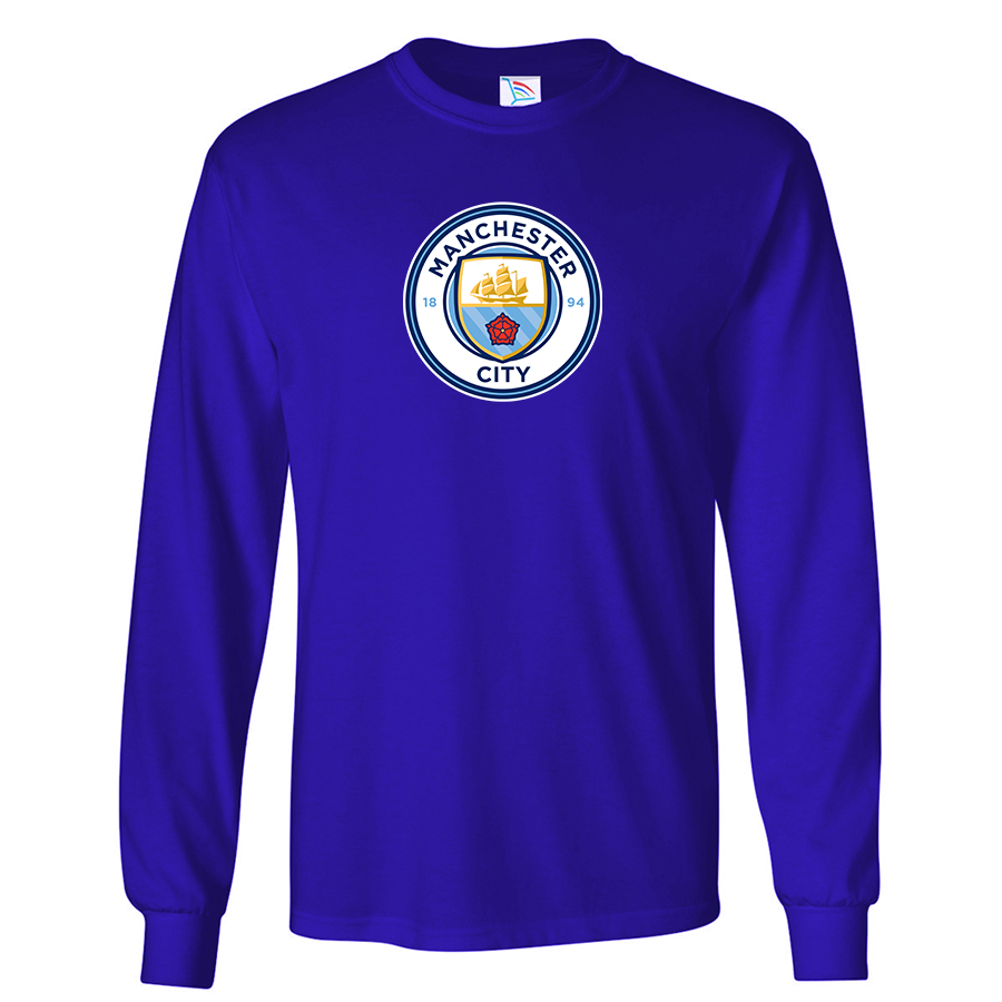 Youth Kids Manchester City Soccer Long Sleeve T-Shirt