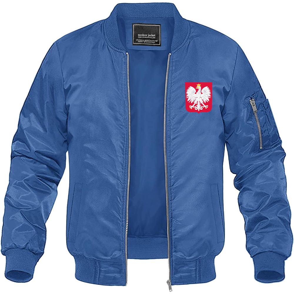 Men's Poland National Soccer Team Lightweight Bomber Jacket Windbreaker Softshell Varsity Jacket Coat