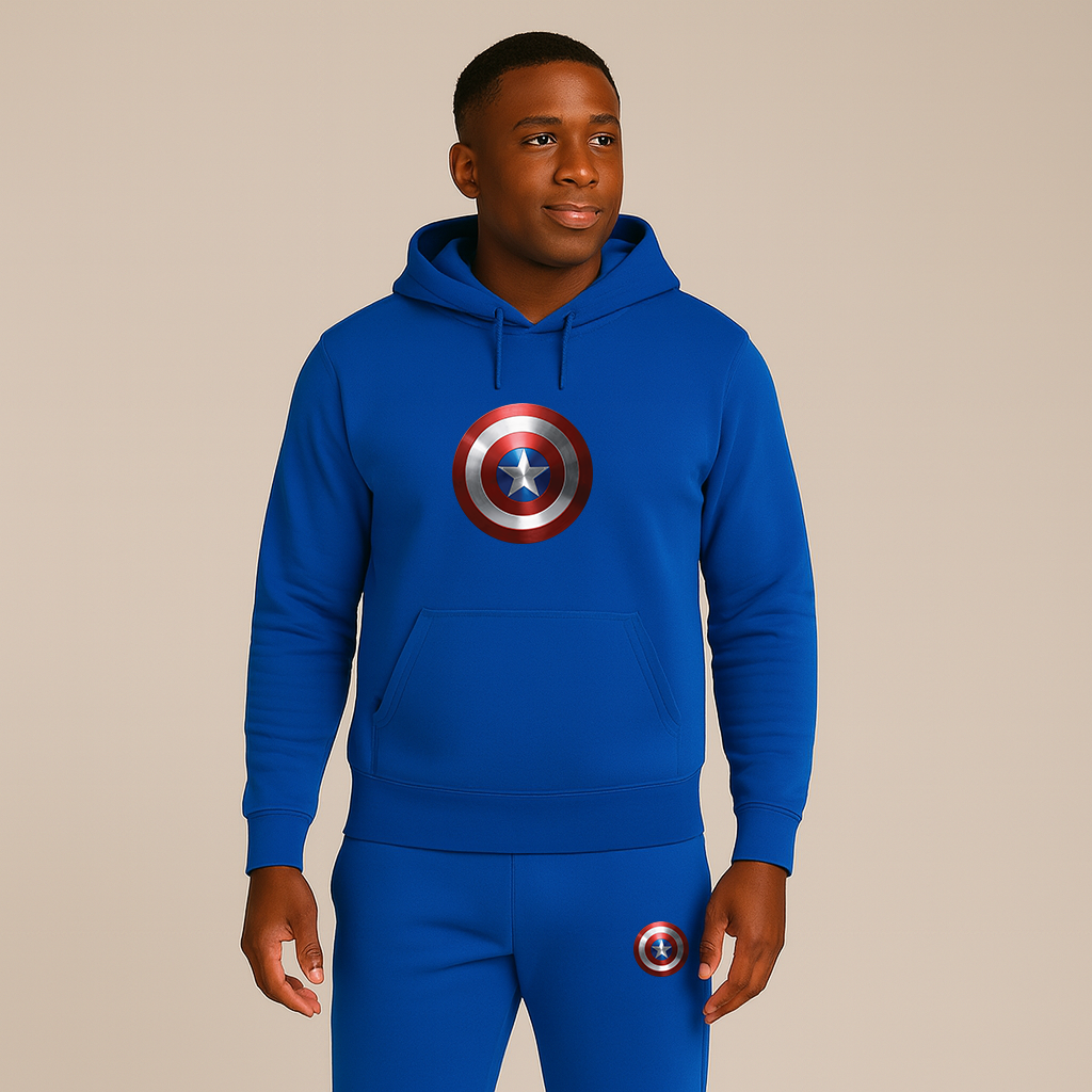 Men's Captain America Superhero Logo Hoodie Joggers Set