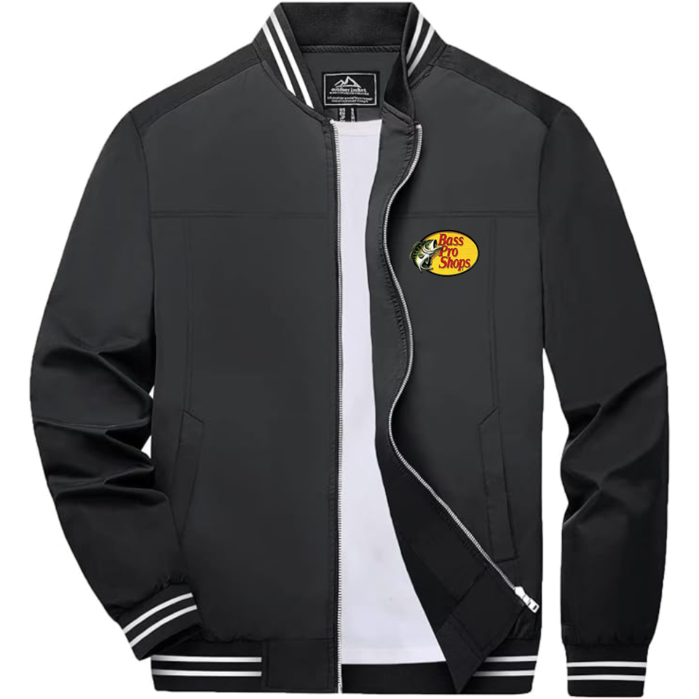 Men's Bass Pro Shops Logo Lightweight Zip-Up Ribbed Collar and Cuffs Bomber Jacket