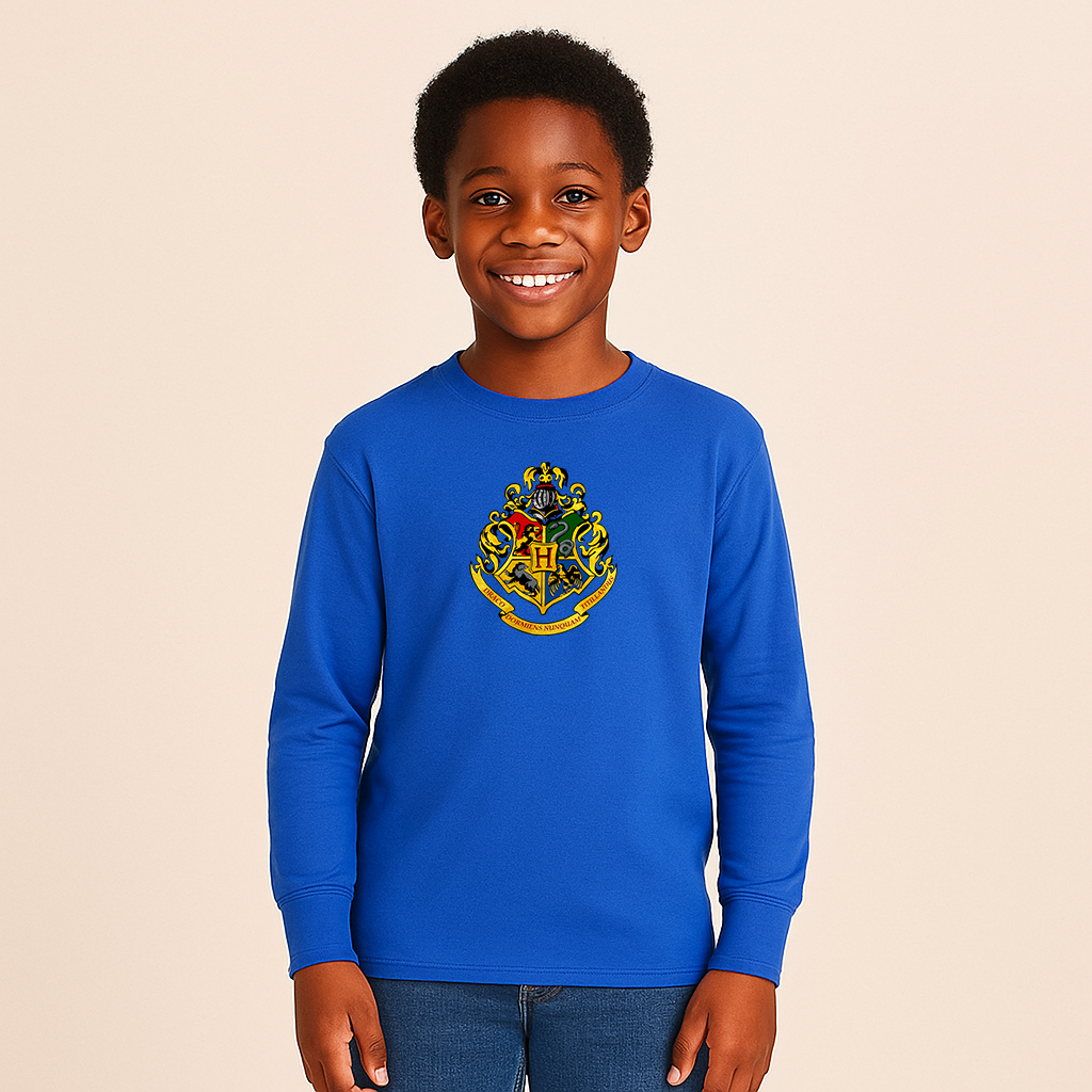 Youth Kids Hogwarts Emblem Harry Potter Movie Long Sleeve T-Shirt