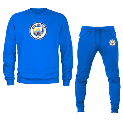 Men's Manchester City  Soccer Logo Crewneck Sweatshirt Joggers Suit