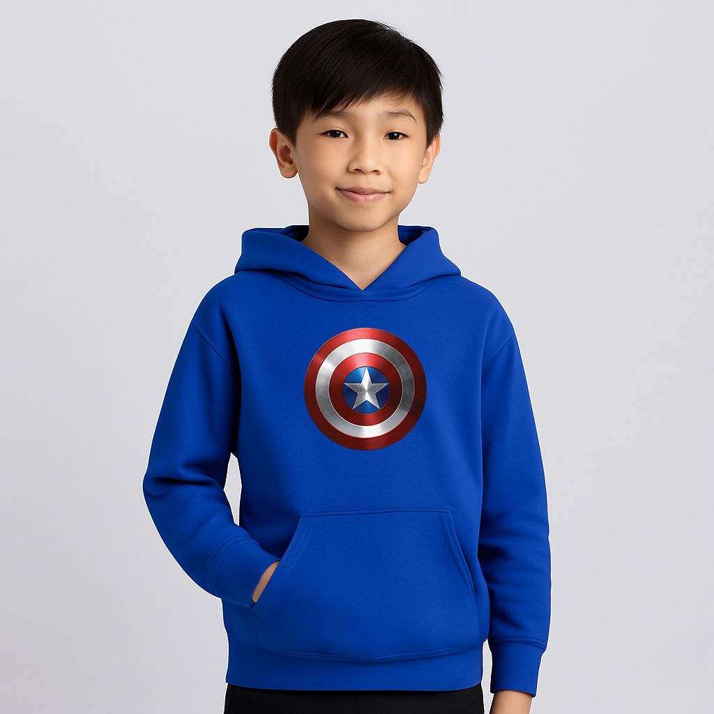 Youth Kids Captain America Superhero Pullover Hoodie