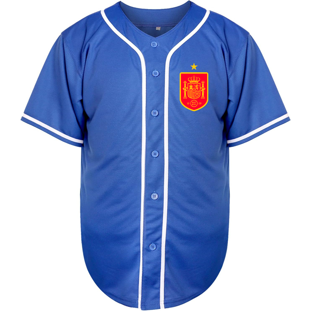 Men's Spain Red Logo National Soccer Team Baseball Jersey