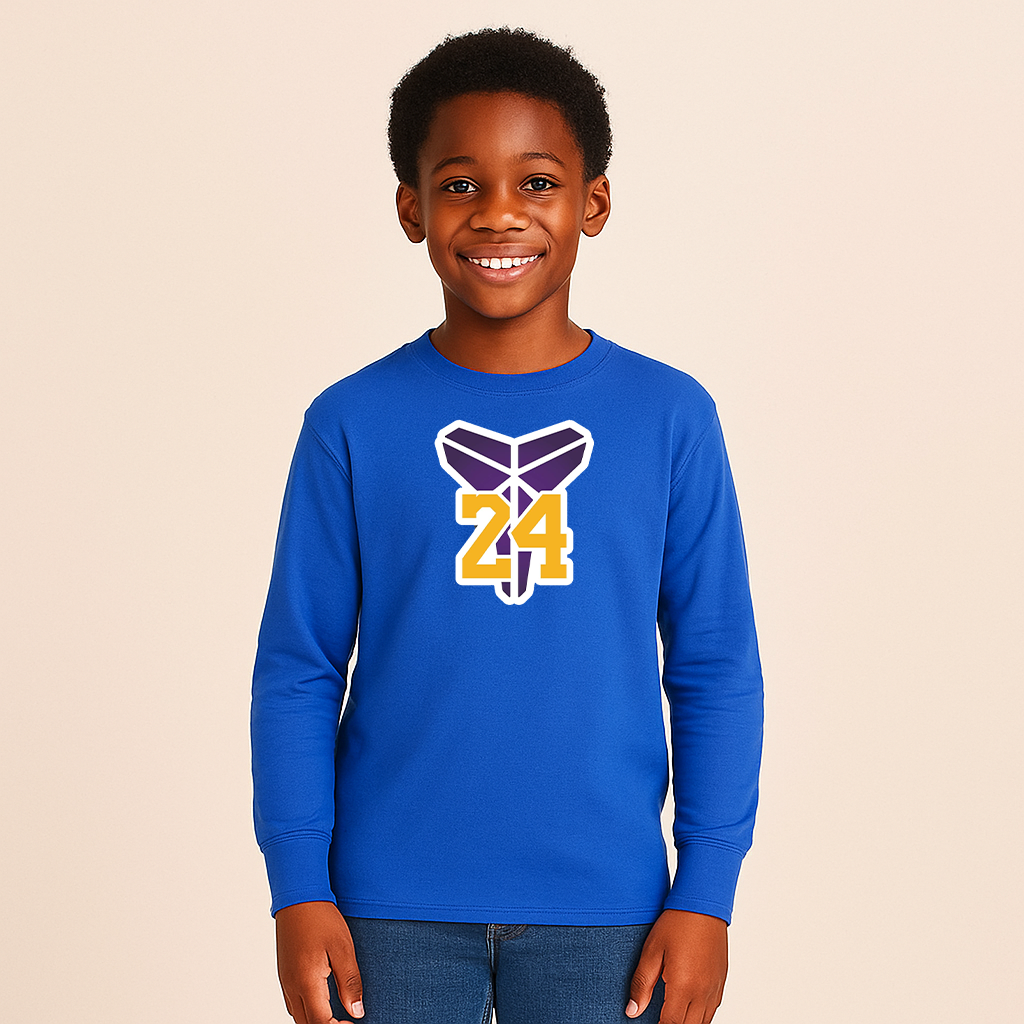 Youth Kids Kobe Bryant Mamba 24 Long Sleeve T-Shirt