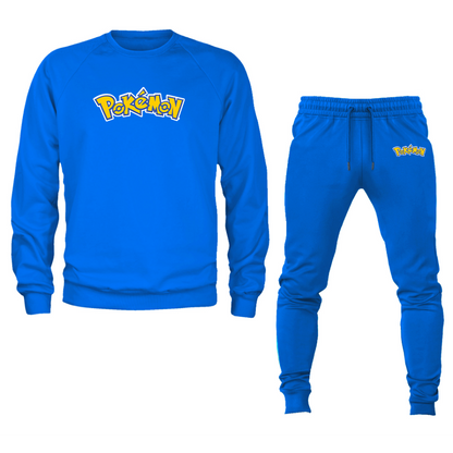 Men's Pokemon Cartoon Crewneck Sweatshirt Joggers Suit