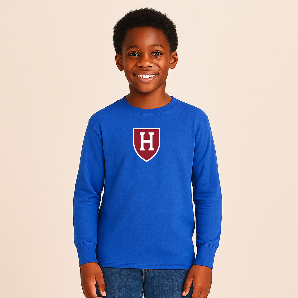 Youth Harvard Crimson Logo Cotton Long Sleeve T-Shirt