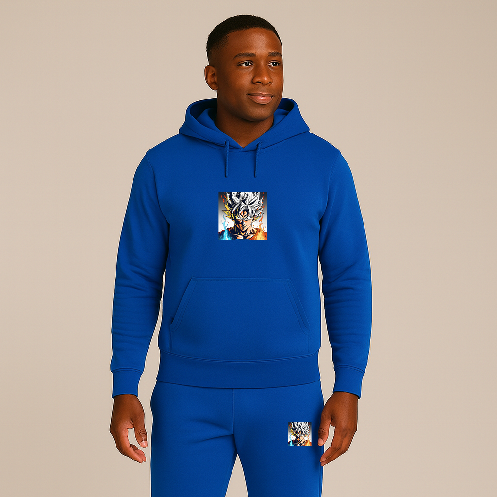 Men's Goku Fire Dragon Ball Z Cartoon Hoodie Joggers Set