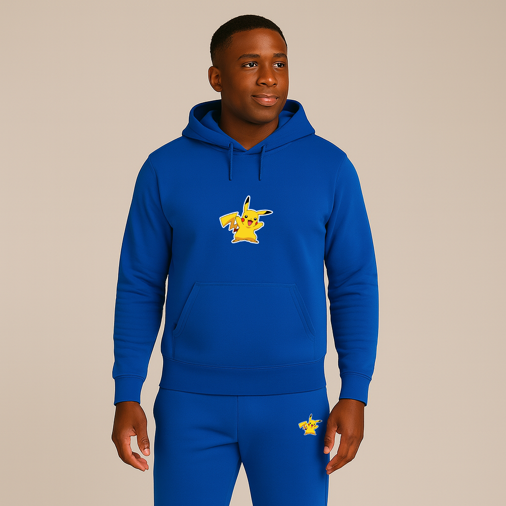 Men's Pikachu Cartoon Hoodie Joggers Set