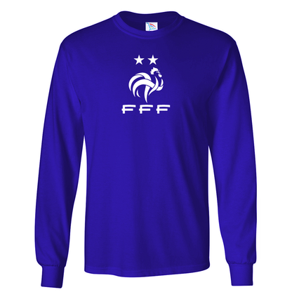 Youth Kids France Soccer Long Sleeve T-Shirt