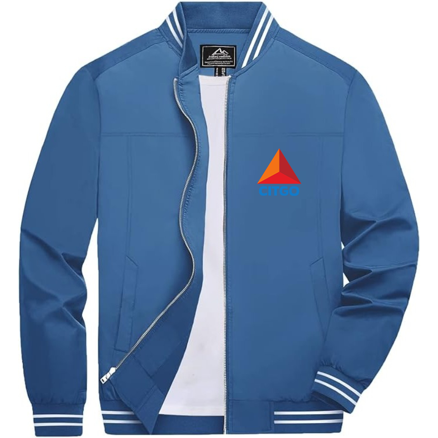 Men’s Citgo Gas Station _ Lightweight Zip-Up Bomber Jacket with Ribbed Collar and Cuffs