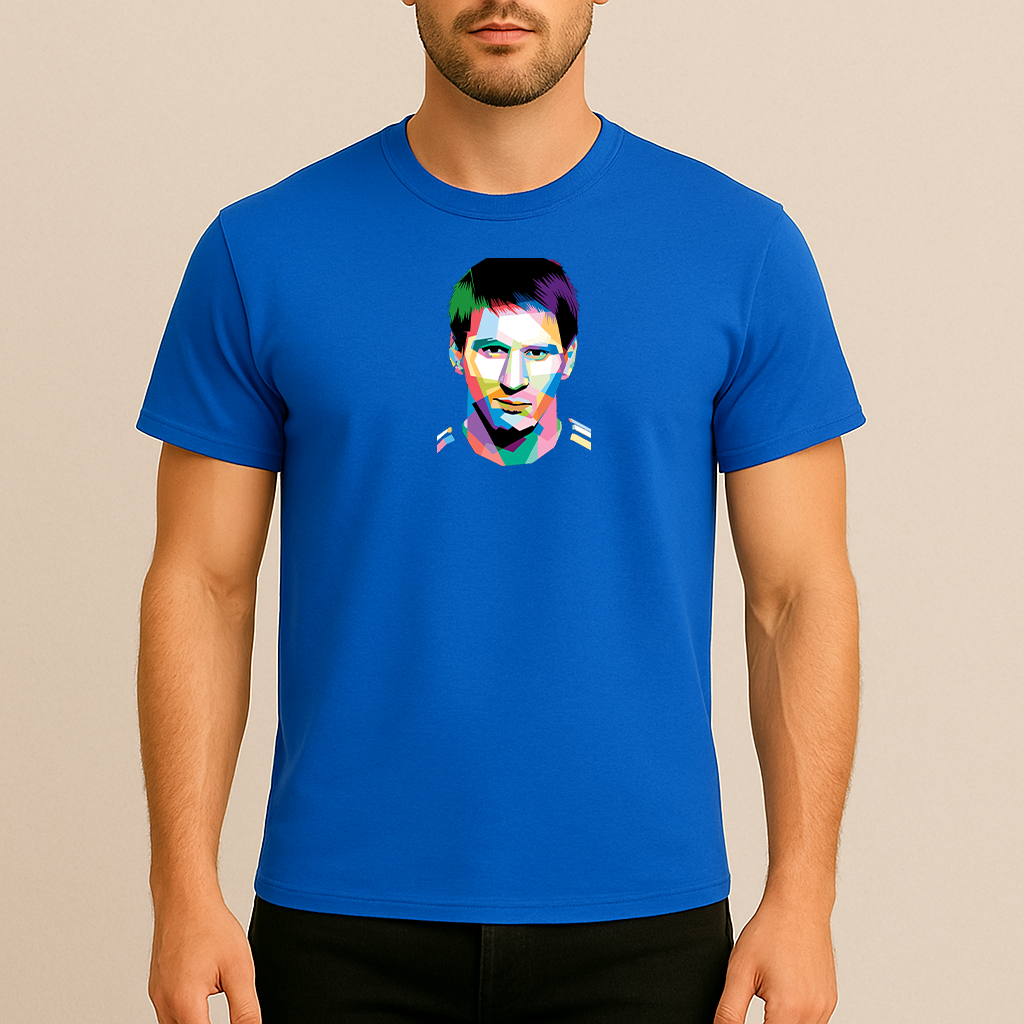 Men's Lionel Messi Face Art Sports Cotton T-Shirt